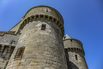 Fototapeta na wymiar Guerande Ramparts with six towers and four fortified gates, over 1,300 meters long. Defensive walls of Guerande were built in XIV century. Guerande, Loire-Atlantique, Pays de la Loire, France.