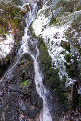 famous ravenna gorge, ravenna waterfall and wild river in the black forest in winter in breitnau germany        