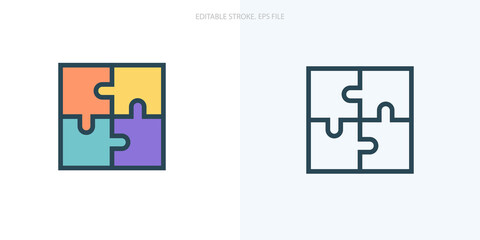 Puzzle, teamwork icon for your website, logo, app, UI, product print. Puzzle, teamwork concept flat Silhouette vector illustration icon. Editable stroke icons set. EPS file