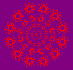 circular pattern with flowers, vector background