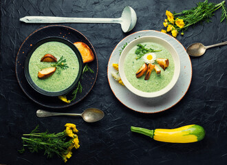 Vegetable summer soup, puree soup