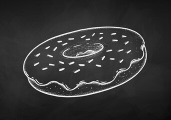 Vector chalk illustration set of Donut