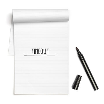 Timeout headline word on paper note book
