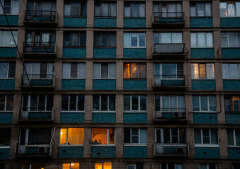 facade of the dove in the evening