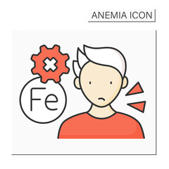 Anemia color icon. Disease symptoms. Man has problem with absorbing iron. Health protection concept. Isolated vector illustration