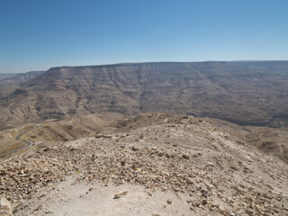 Vistas desde un mirador en la Carretera del Rey, Jordania, Oriente Medio, Asia