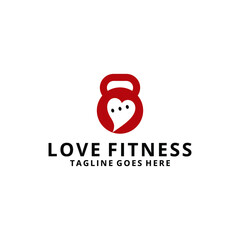 lovers chat logo design, fitness consulting logo design icon template, barbell with speech bubble logo