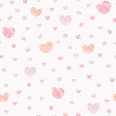 Printseamless cute valentine day pattern background with watercolour heart shape , valentine card