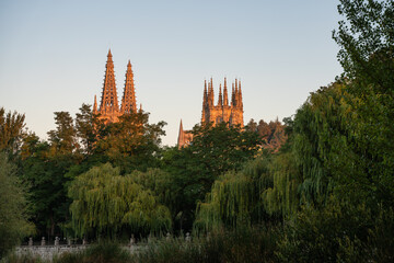 Obraz premium Burgos Cathedral in Castilla y Leon, Spain - golden hour.