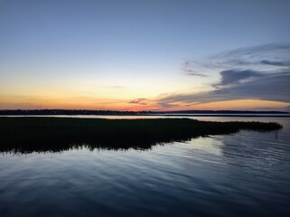 sunset over the river