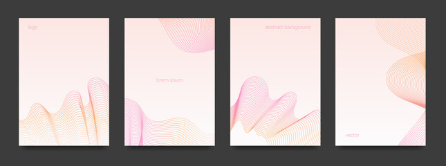 A set of 4 minimalist backgrounds with laconic lines in pastel colors. Vector format.