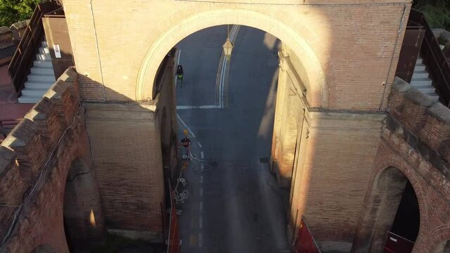 Bologna Italy, historical center of the city, enter inside Saragozza door