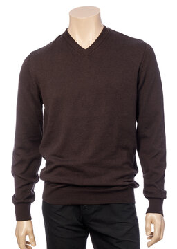 Brown classic jumper on mannequin isolated