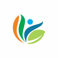 full color nature people healthy life style logo design