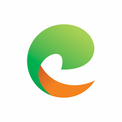 wave shape full color initial c letter logo design