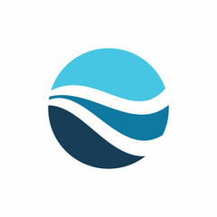 circle blue ocean wave logo design