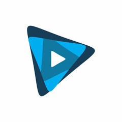 blue color triangle play media logo design