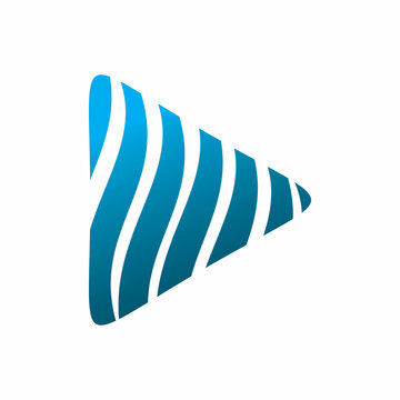 blue color play media ribbon icean wave logo design