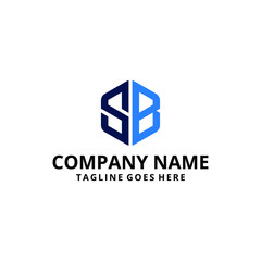 Fototapeta premium Illustration of the initials SB graphic design with a hexagon shape. vector logo design
