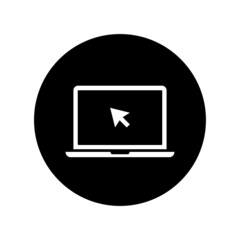 Click in laptop flat vector icon. Concept of using a personal computer.