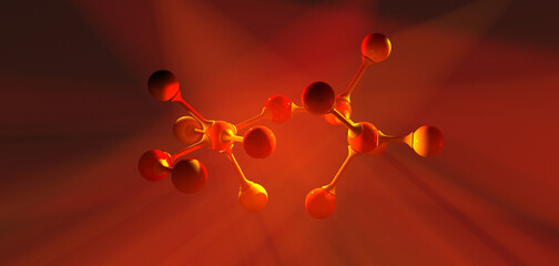 molecular structure in red light rays