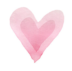 Two cute pink hearts, element for design. Valentine's day. For a holiday, postcard, poster, banner, birthday, and logo illustration.Watercolor hearts.