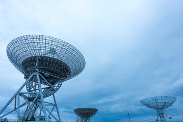 An astronomical radio telescope in operation