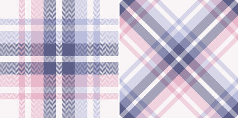 Plaid pattern set in lilac, pink, white for spring summer. Seamless light pastel tartan check plaid graphic texture for blanket, duvet cover, throw, scarf, other modern fashion fabric design. - obrazy, fototapety, plakaty