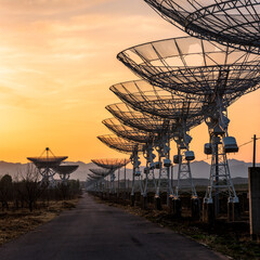 An astronomical radio telescope in operation