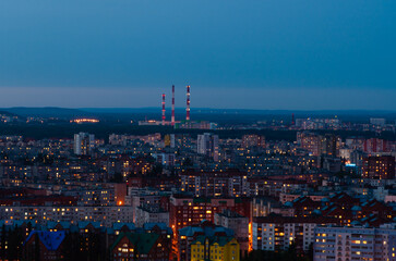 Fototapeta na wymiar Night summer view of russian city Ufa.