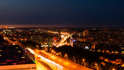 Night summer view of russian city Ufa.