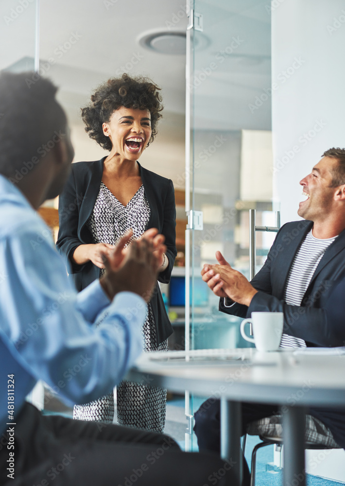 Poster Laughter in the workplace encourages positivity and productivity