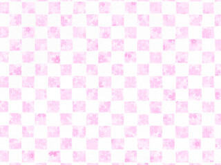 ピンク桜の花びらと白色のおめでたい市松模様