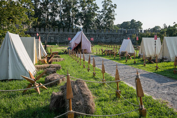 Historical re-enactment of the Romans army military tent camp in the fortress