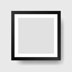 Realistic black photo frame with shadow. Mockup of frame for pictures and photos. Vector illustration