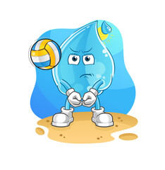 water drop play volleyball mascot. cartoon vector