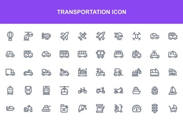 50 transportation icon set pack bundle