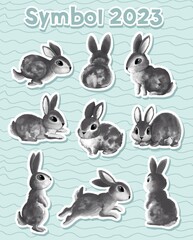 Black water rabbit, symbol of new 2023 year by Chinese calendar