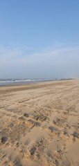Sint Maartenszee Netherlands October 2021 Beach view in beautiful stormy weather with blue sky before sunset