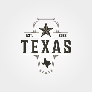 texas stars and map logo vintage symbol illustration design