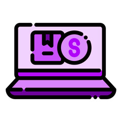 Fototapeta premium laptop packet package shipping shipment money market ecommerce icon