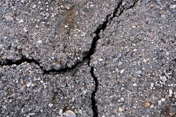 Cracks in the asphalt road.
