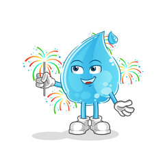 water drop with fireworks mascot. cartoon vector