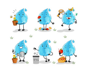 water drop save the earth group. cartoon mascot