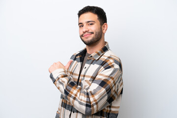 Young Brazilian man isolated on white background proud and self-satisfied