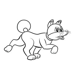 In the animal world, fox. Black and white image, coloring. Vector drawing.