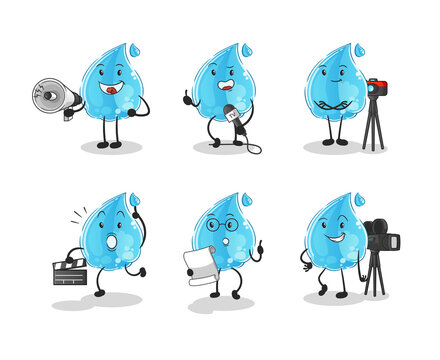 water drop entertainment group character. cartoon mascot vector