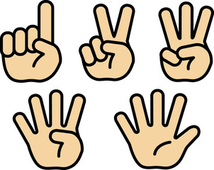 12345数を数える手のイラスト