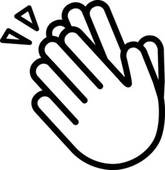 シンプルな拍手のマークイラスト(線のみ)