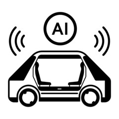 On Road Smart Meeting Concept, Robo Car Vector Icon Design, Future transportation Symbol, Driverless Greener Transport innovations Sign, Autonomous AI vehicles Stock Illustration